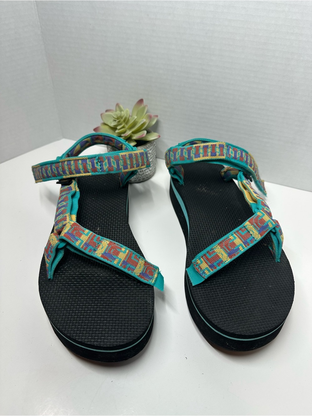 Teva Turquoise Multicolor Adjustable Strap Sandals for Women